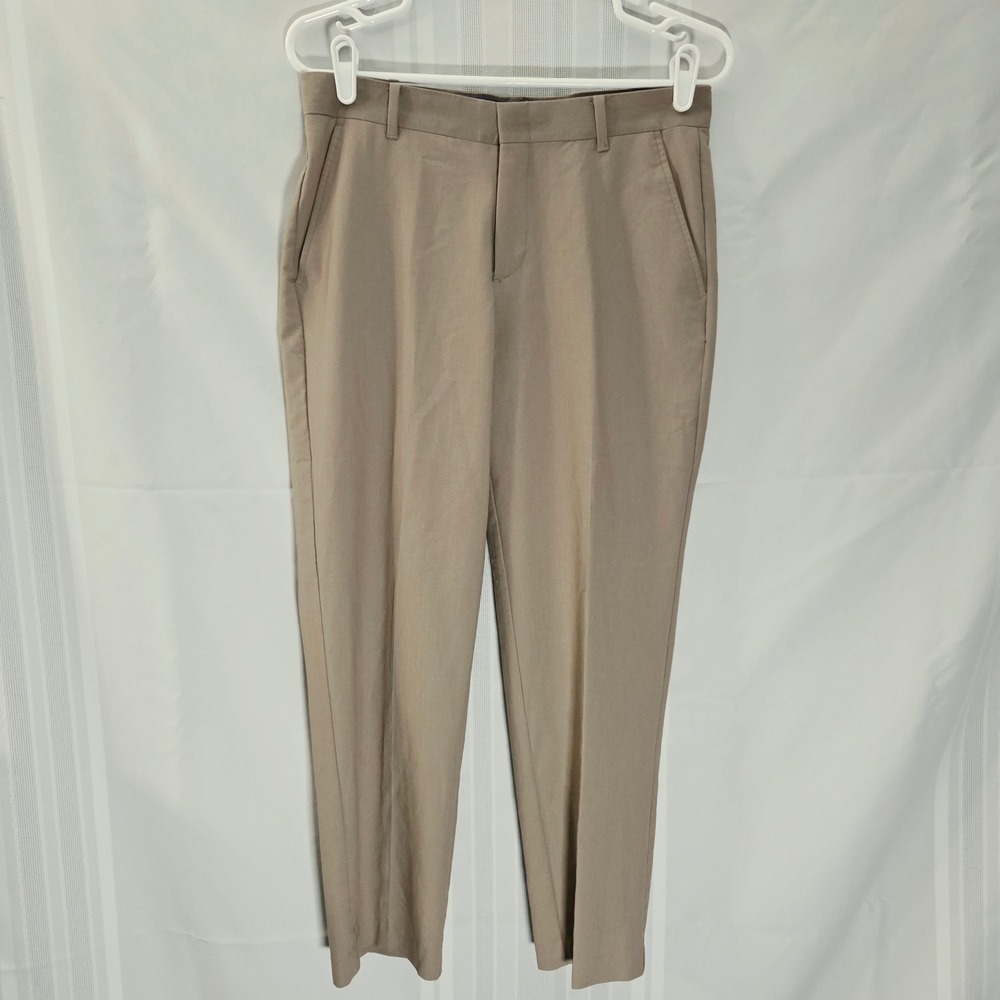 Izod Dress Pants Boys 14 Husky Tan Khaki Flat Front Performance Stretch Z8D0053